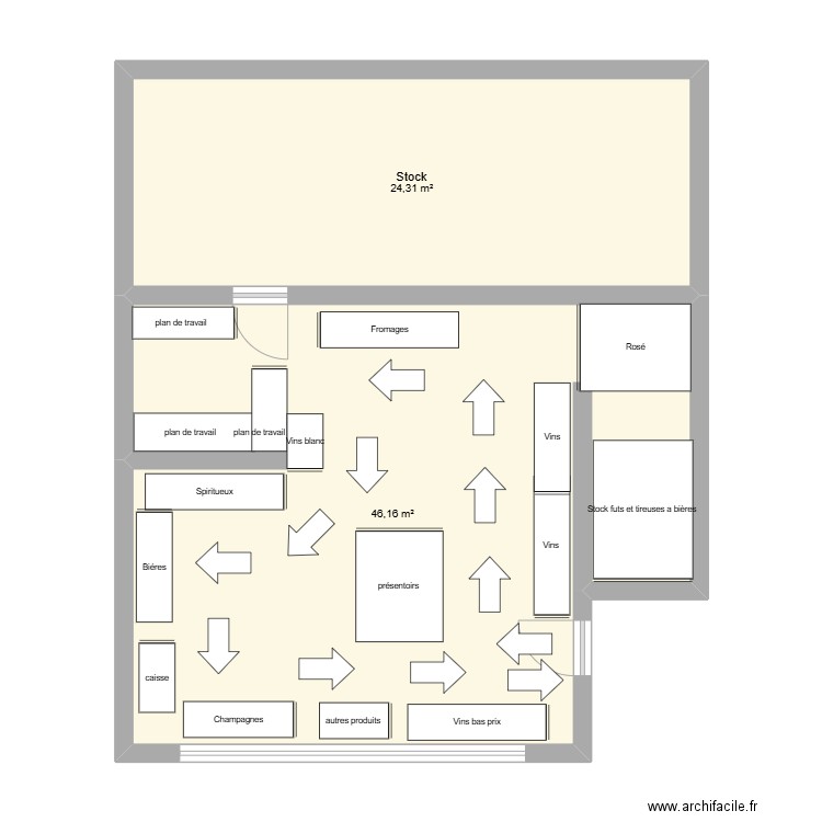 la linotte des vignes . Plan de 2 pièces et 70 m2