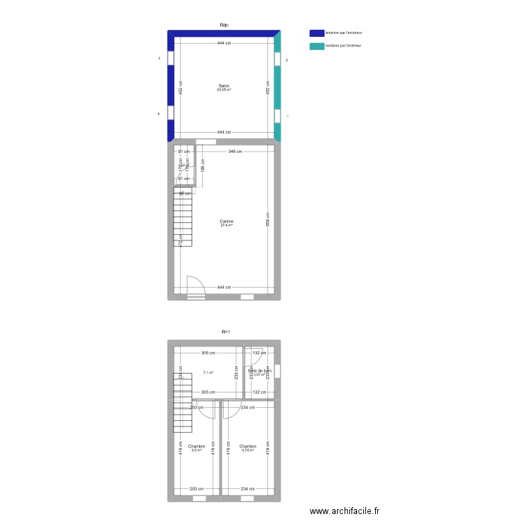 BOYER Marie France. Plan de 7 pièces et 78 m2