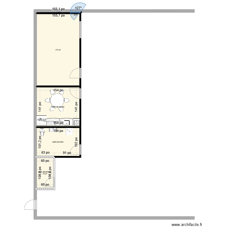 larouche . Plan de 5 pièces et 54 m2