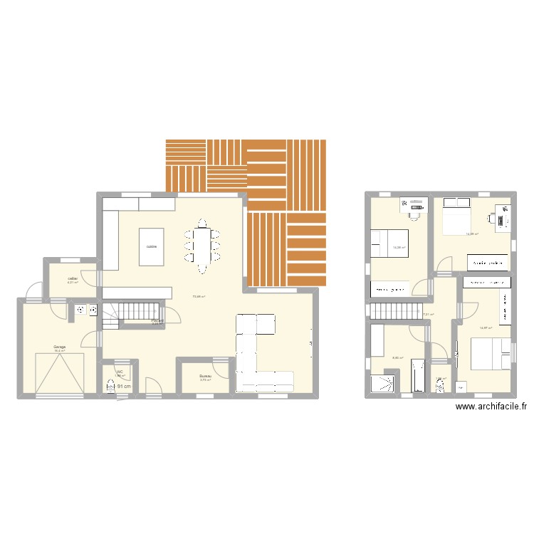 Maison. Plan de 12 pièces et 164 m2