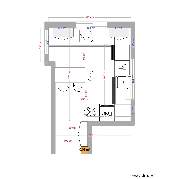 cuisine Claude TLV option 1. Plan de 0 pièce et 0 m2