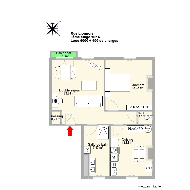 KUNTZLER. Plan de 8 pièces et 63 m2