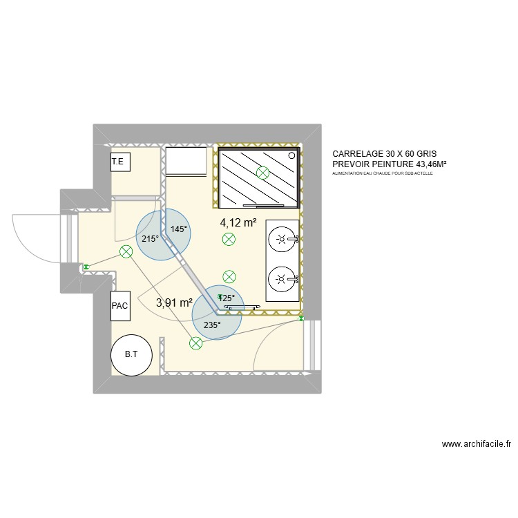 Denis FLEJO SDB BIS. Plan de 2 pièces et 9 m2