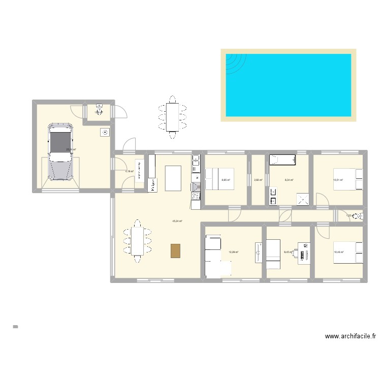 ESSAI . Plan de 12 pièces et 139 m2