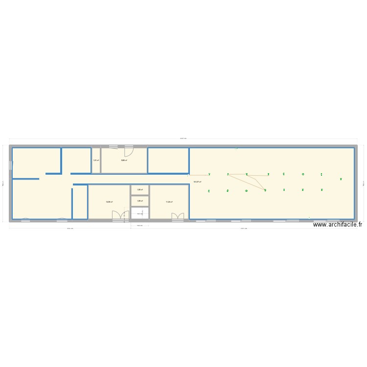 dx ;w. Plan de 7 pièces et 199 m2