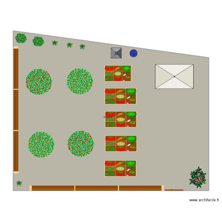 Potager. Plan de 1 pièce et 161 m2