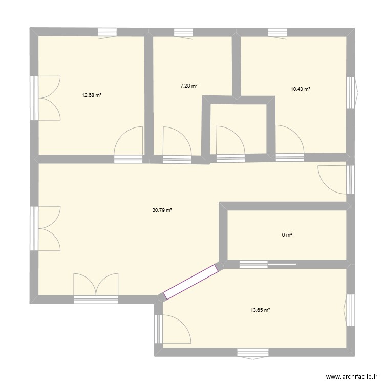 Plan maison 1. Plan de 6 pièces et 81 m2