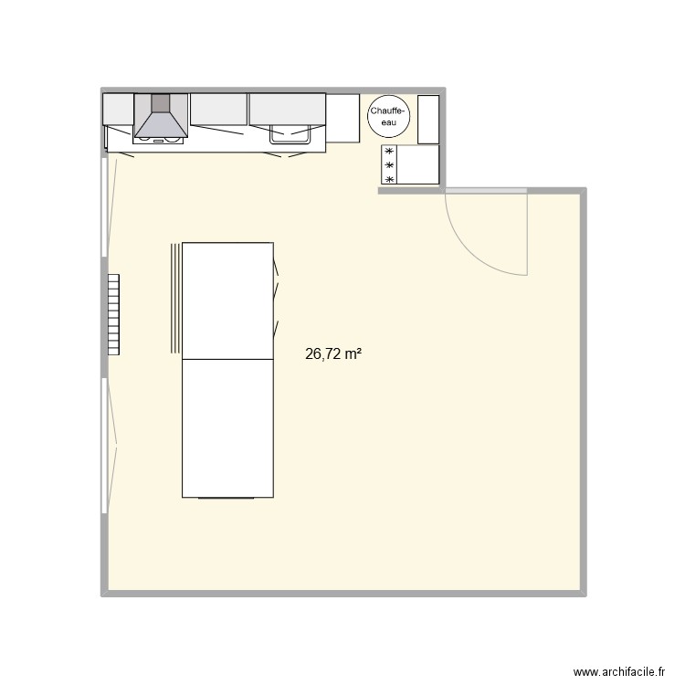 Pièce principale Chrystel. Plan de 1 pièce et 27 m2