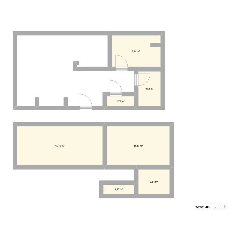 lyon 2. Plan de 7 pièces et 43 m2