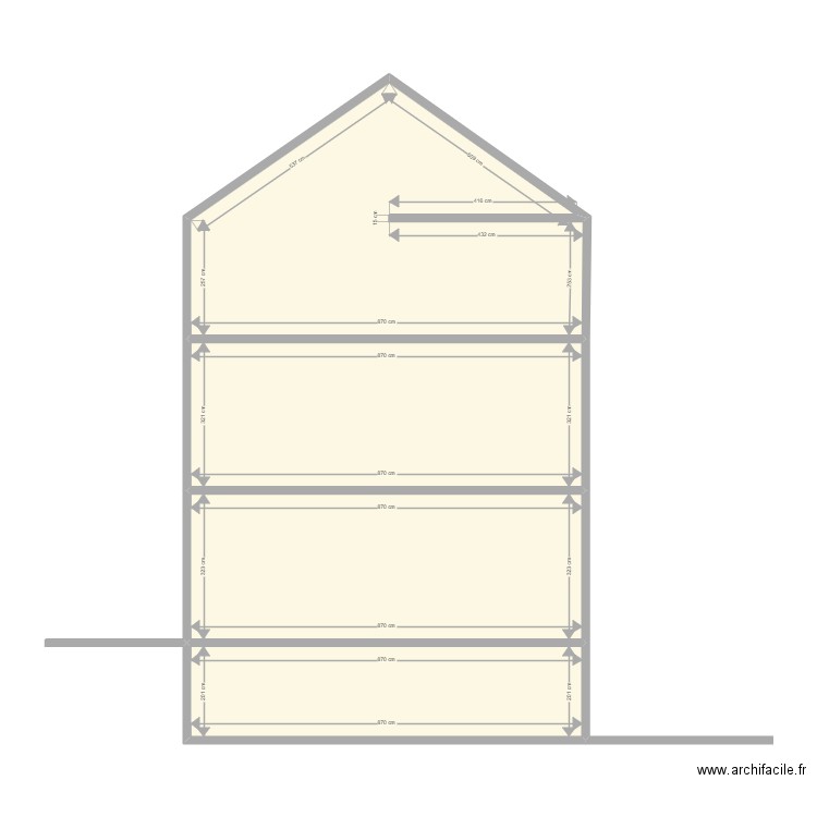 Modèle coupe Cave rez 1e grenier 1 b. Plan de 4 pièces et 109 m2