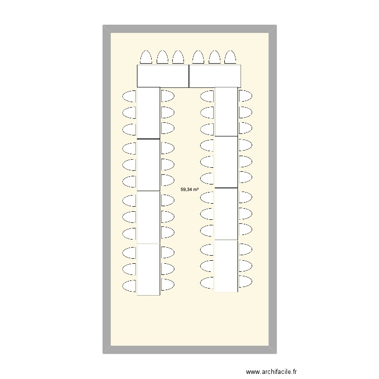 PLAN TABLE. Plan de 1 pièce et 59 m2