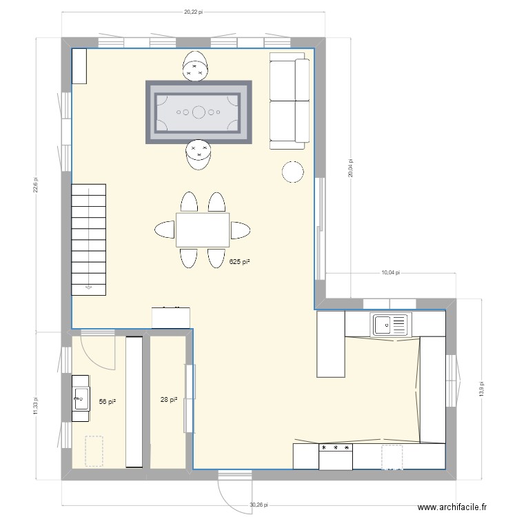 GR2024. Plan de 3 pièces et 66 m2