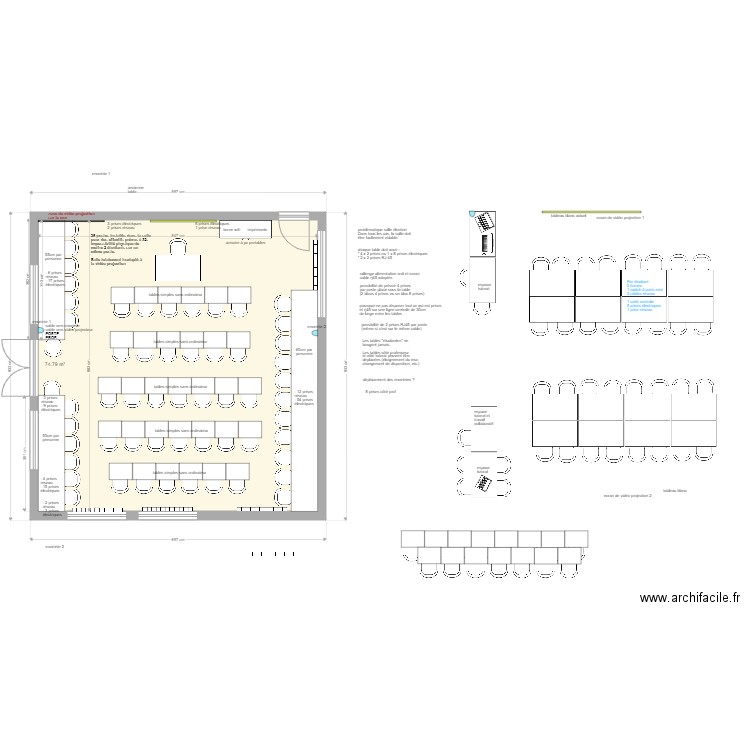 salle H007 EXISTANT. Plan de 1 pièce et 75 m2