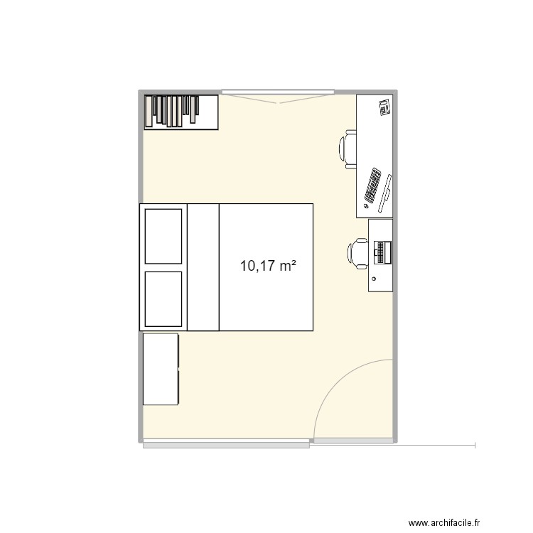 chambre61024. Plan de 1 pièce et 10 m2