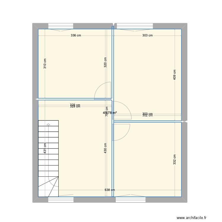 ETAGE. Plan de 1 pièce et 47 m2