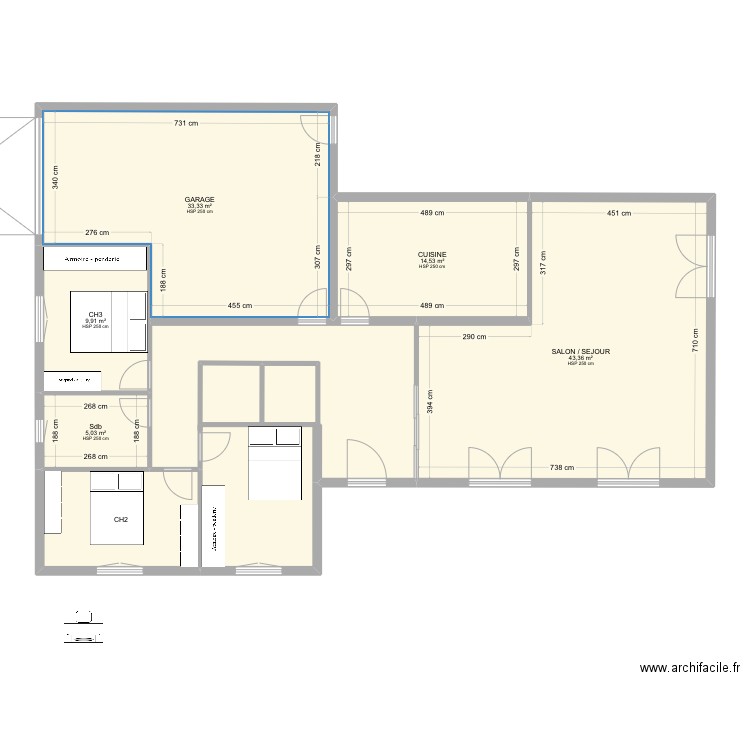 Maison TOUVRE. Plan de 7 pièces et 147 m2