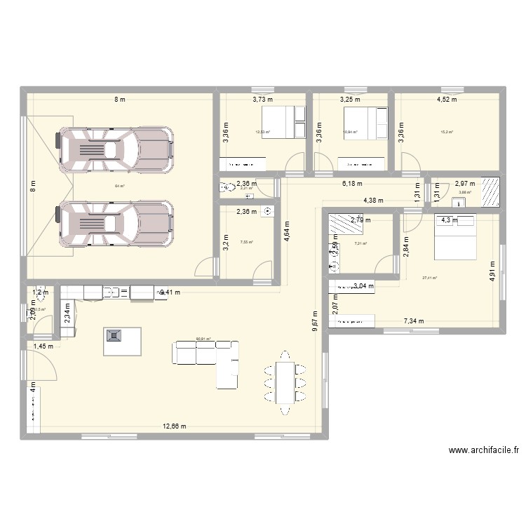 test1. Plan de 11 pièces et 244 m2