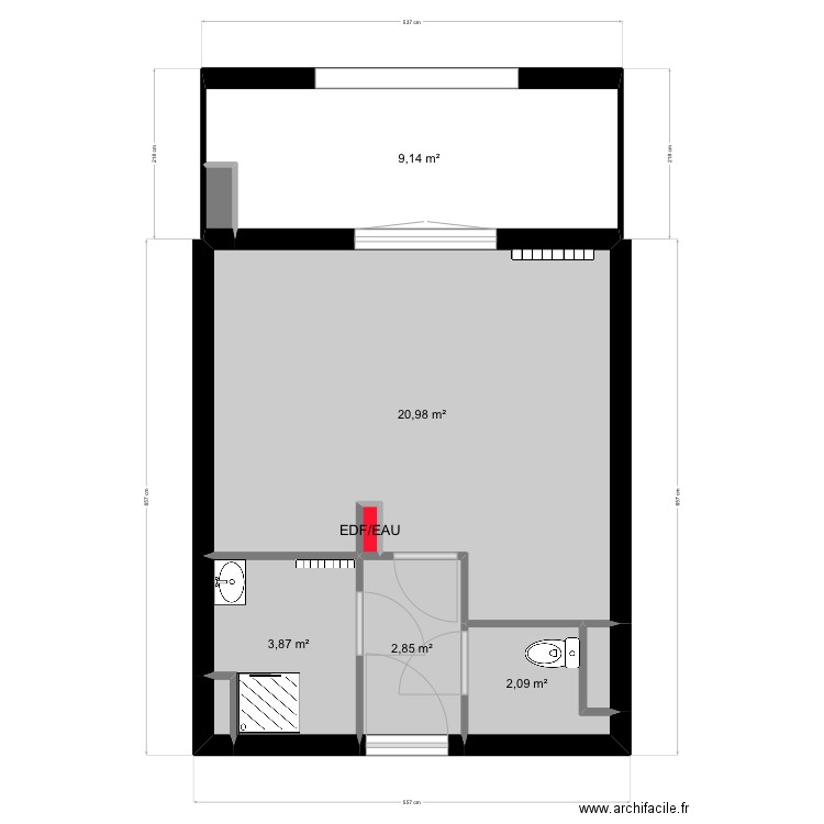 Appartement de Lou. Plan de 9 pièces et 40 m2