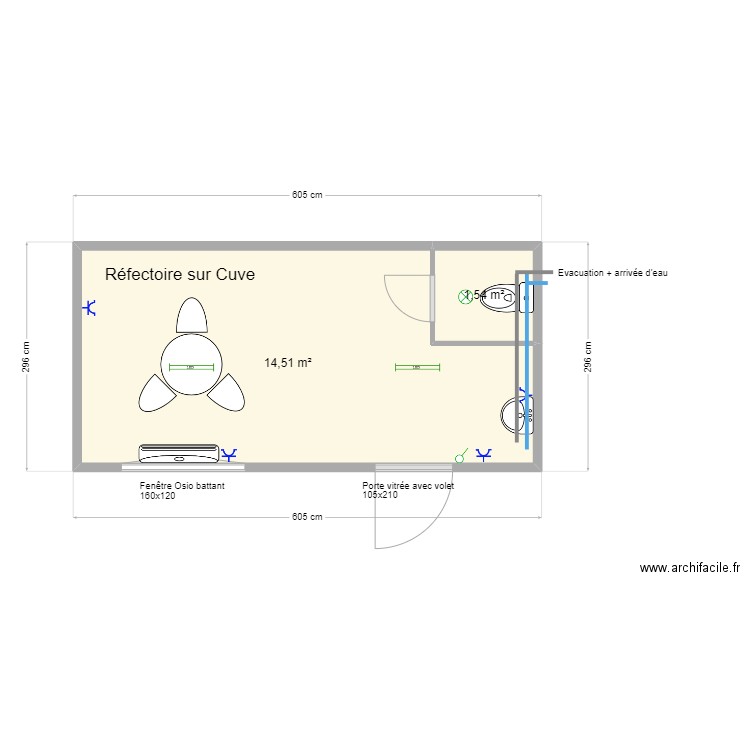 Athenée Royale Sippelberg. Plan de 2 pièces et 16 m2