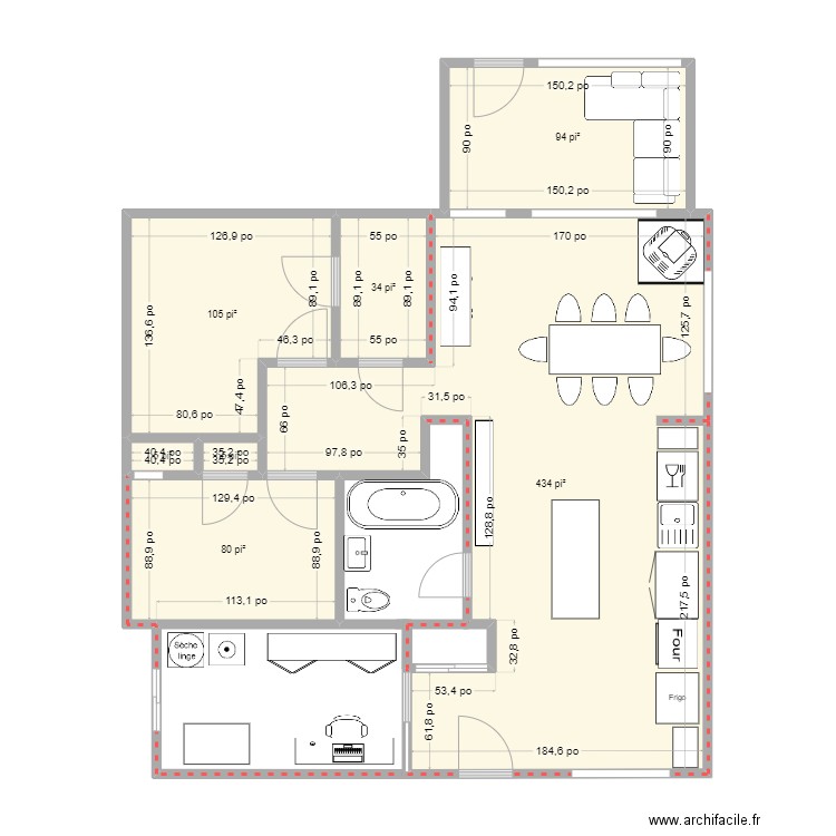 Francis2. Plan de 7 pièces et 70 m2