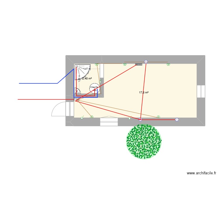 Maisonette THOMAS. Plan de 2 pièces et 20 m2