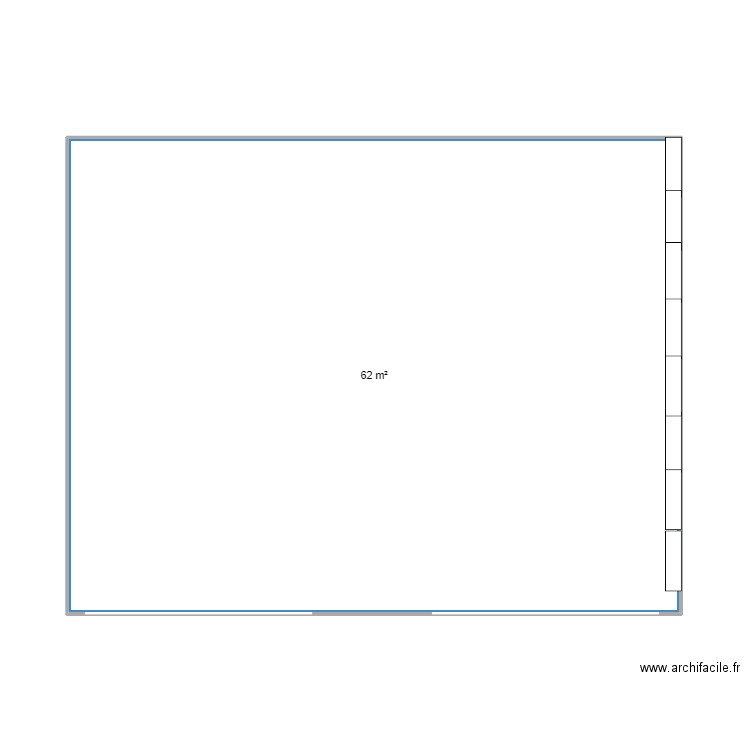 Nocibe. Plan de 1 pièce et 62 m2