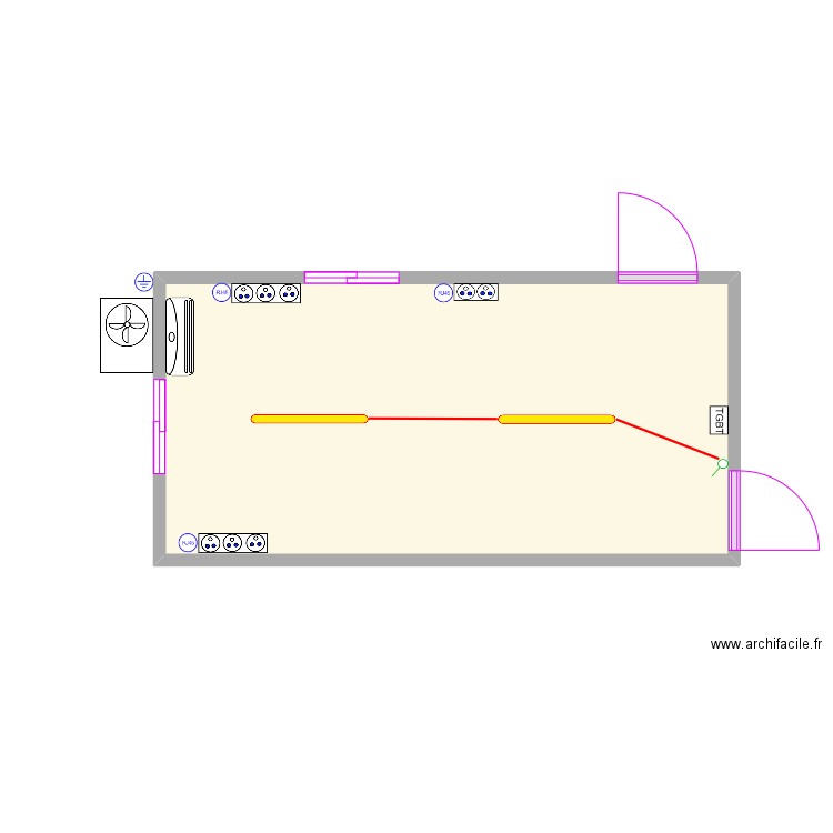 Plan Bureau ligne1. Plan de 1 pièce et 16 m2