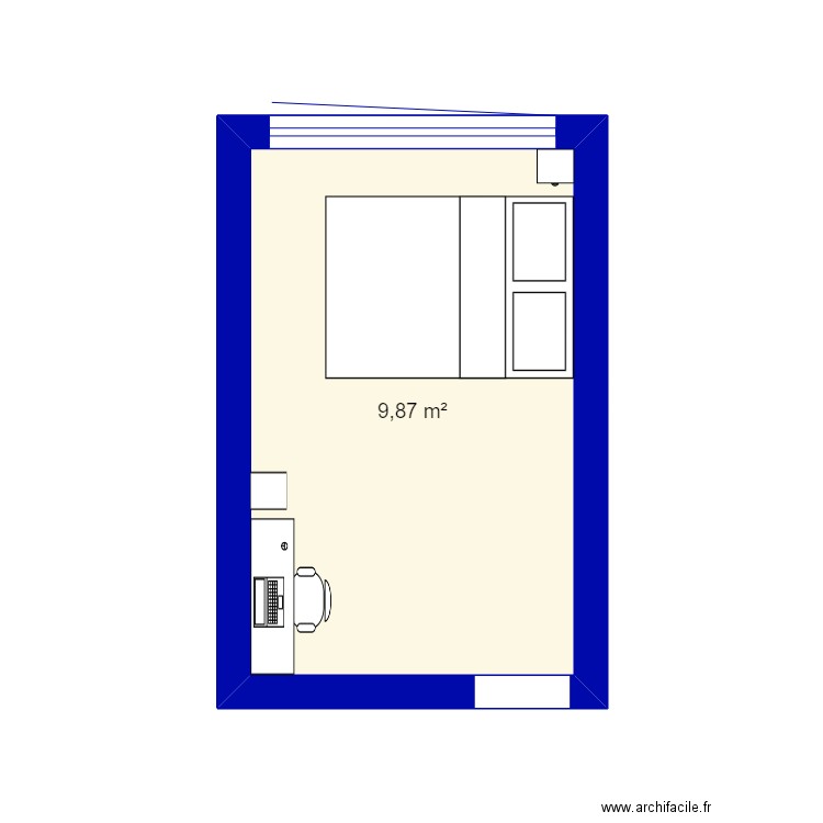 chambre loulou. Plan de 1 pièce et 10 m2