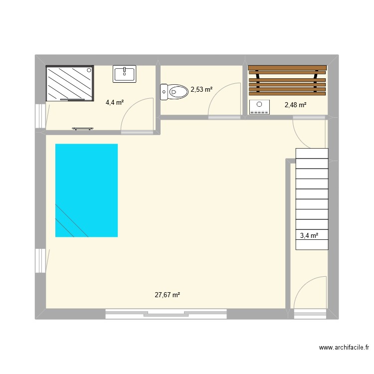 Gite 2 - Atelier R0b + love room. Plan de 5 pièces et 40 m2