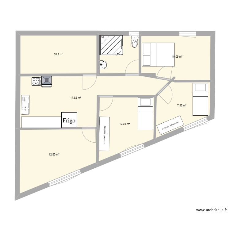 bouismail 2. Plan de 7 pièces et 74 m2