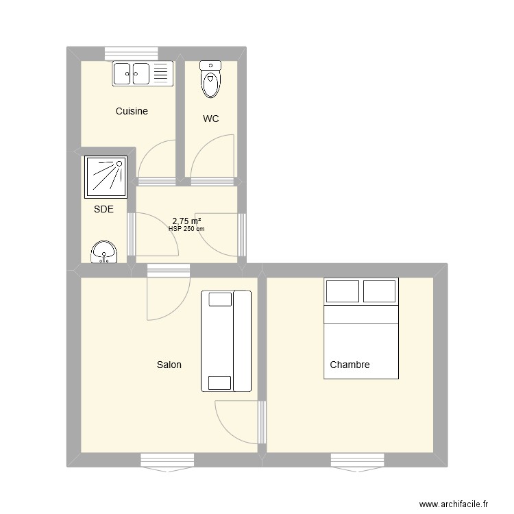 3 villa juge. Plan de 6 pièces et 31 m2