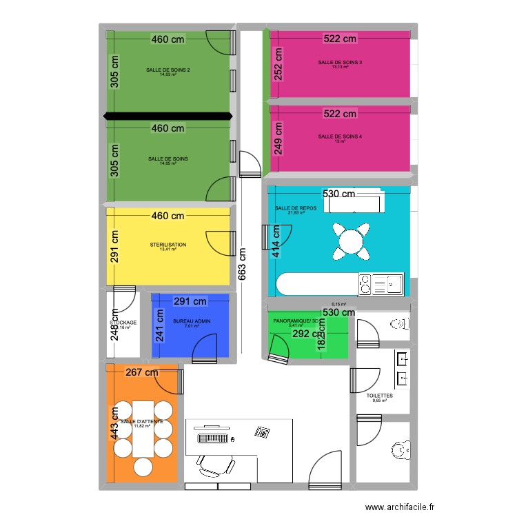 cabinet scm pole dentaire PROJET. Plan de 12 pièces et 127 m2