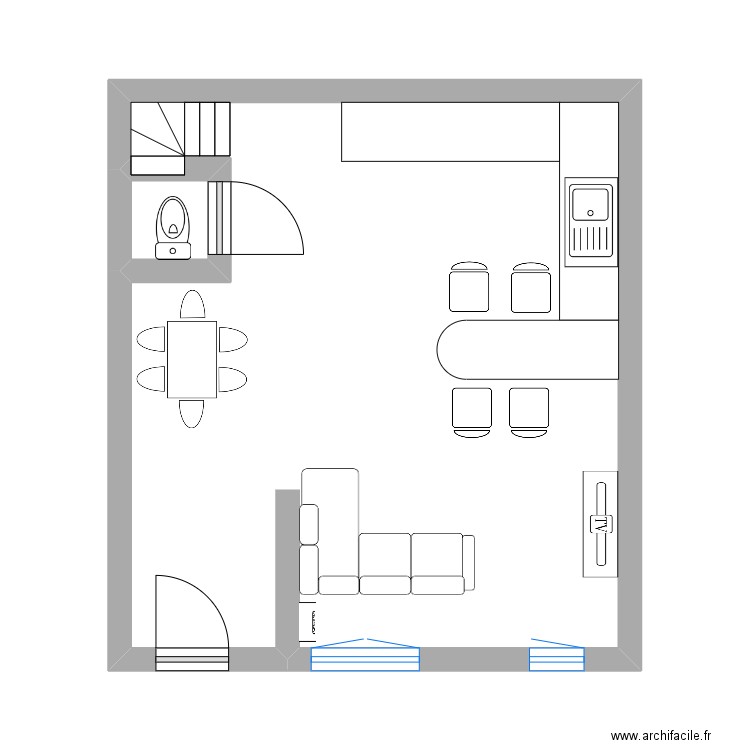 cruseilles rdc. Plan de 2 pièces et 31 m2