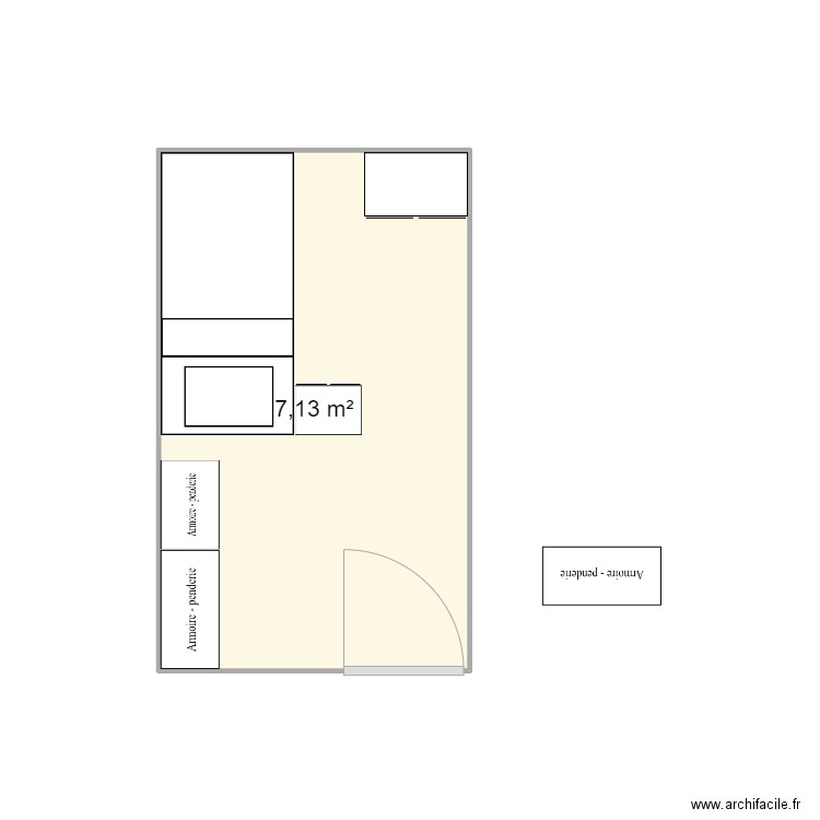 Chambre 2. Plan de 1 pièce et 7 m2