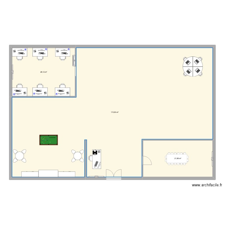 Starup. Plan de 3 pièces et 219 m2