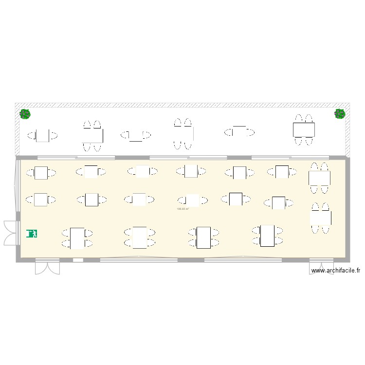 terrasse retour au source. Plan de 1 pièce et 107 m2