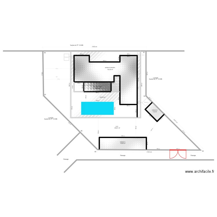 plan de masse yass 2. Plan de 8 pièces et 901 m2