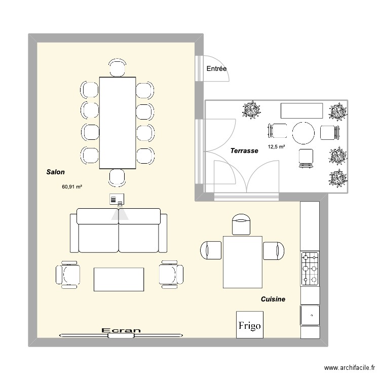 Joli loft au calme, un air de campagne à Paris. Plan de 2 pièces et 73 m2