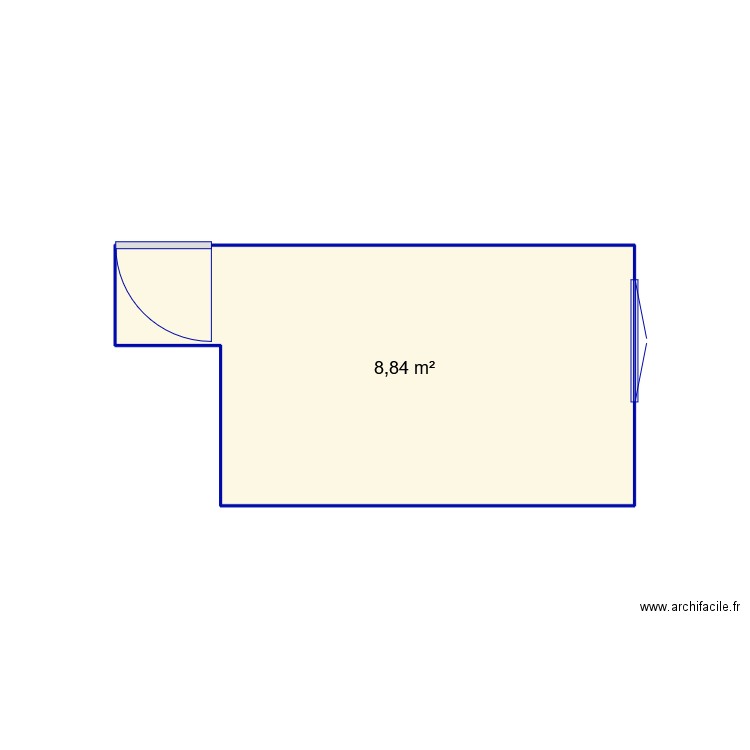 Chambre . Plan de 1 pièce et 9 m2