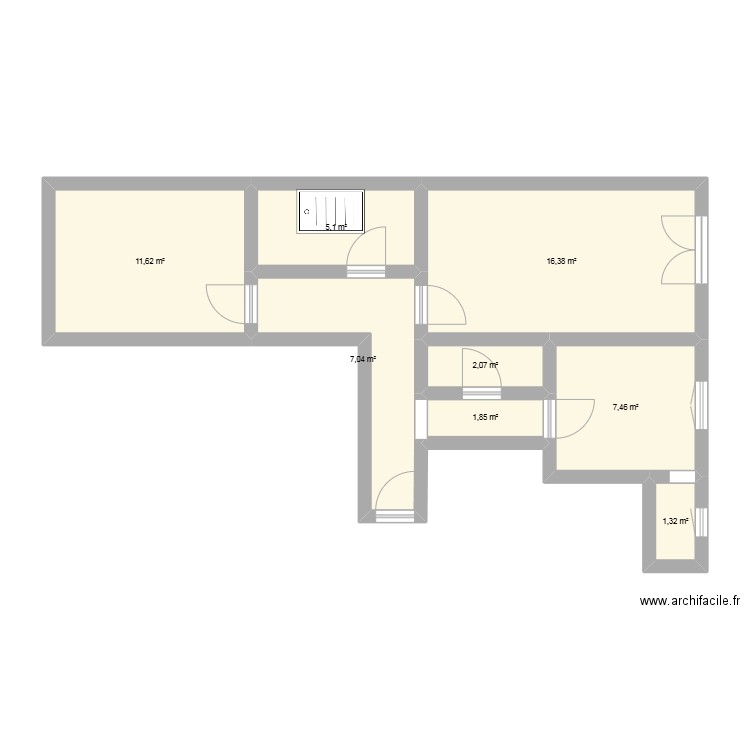 jules ferry. Plan de 8 pièces et 53 m2