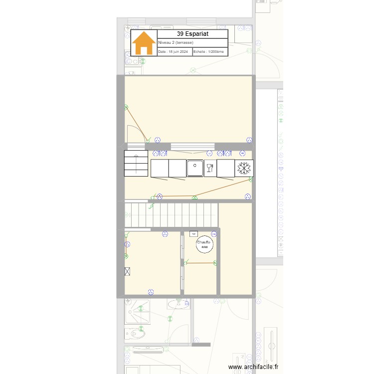 Espariat Niveau 1. Plan de 13 pièces et 125 m2