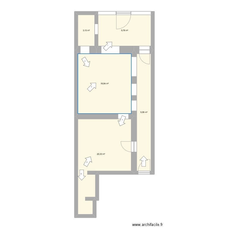 TIERCELINS_FLECHES. Plan de 5 pièces et 62 m2