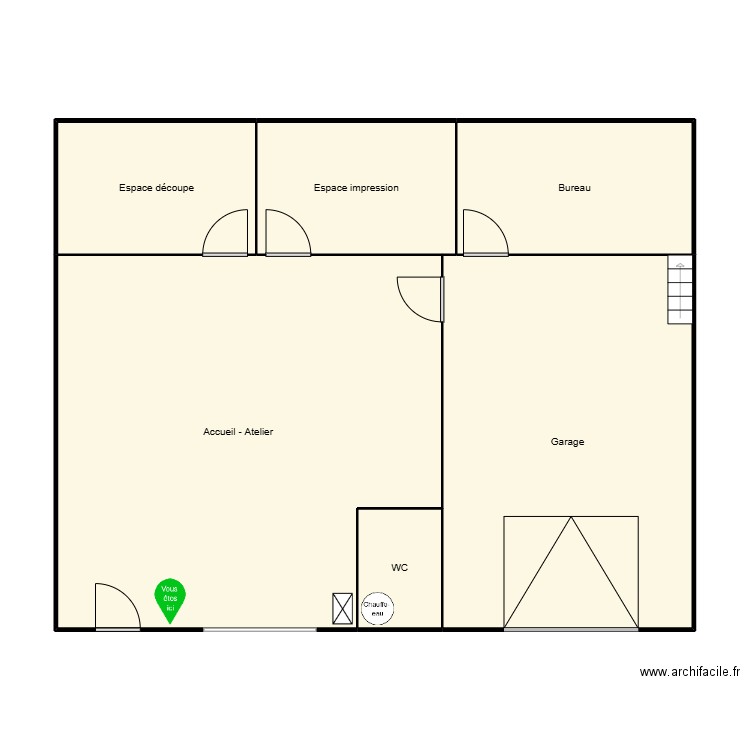 Signalétique. Plan de 6 pièces et 103 m2