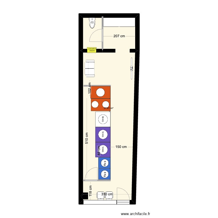 LAVERIE ST JEAN D'ANGELY 3. Plan de 1 pièce et 37 m2