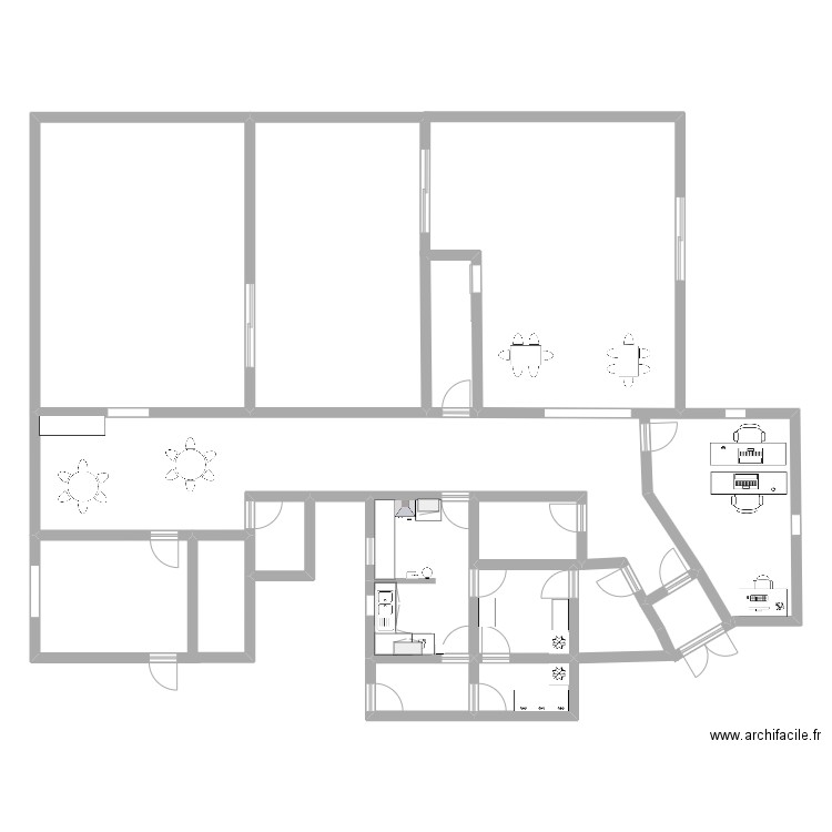 Cuisine Lias. Plan de 11 pièces et 164 m2