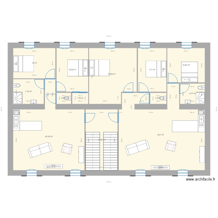 PROJET OLARGUES APPARTEMEN MODIFICATION. Plan de 13 pièces et 204 m2