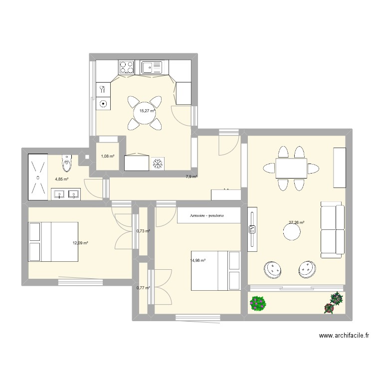 appart sp. Plan de 9 pièces et 85 m2