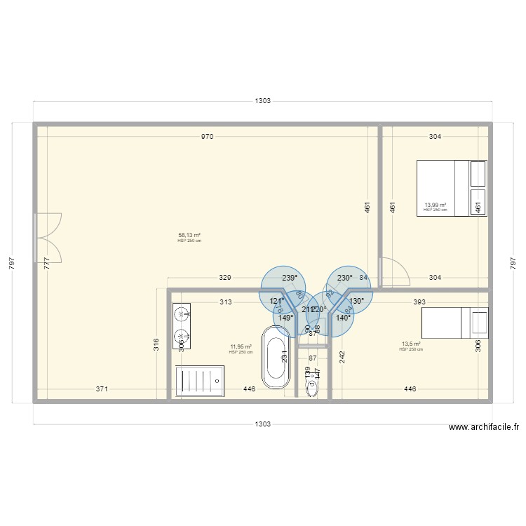 Saint Hipolyte. Plan de 4 pièces et 98 m2