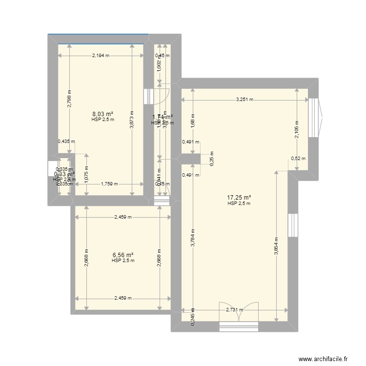 plan 55. Plan de 5 pièces et 34 m2