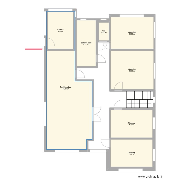 Lillois avec ALE . Plan de 8 pièces et 122 m2